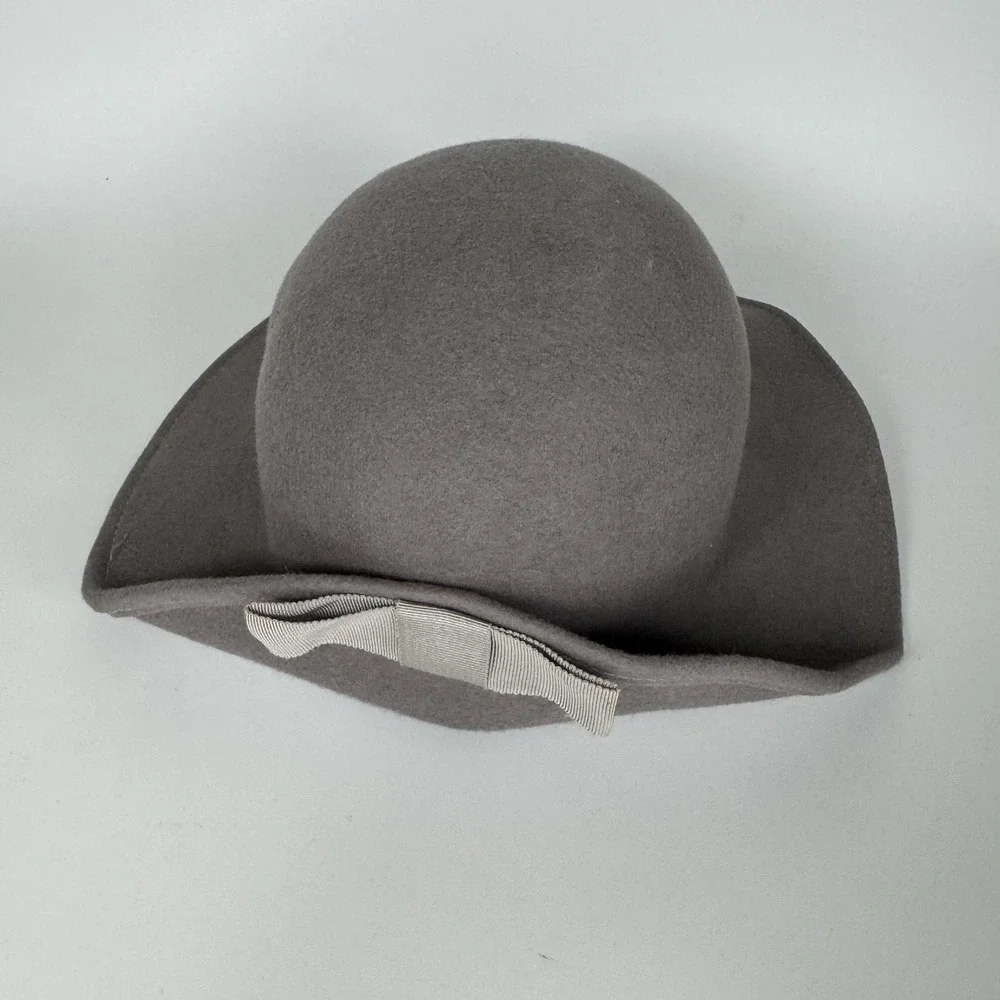 Vtg Taupe 100% Wool Felt Hat‎ 1940s USA Floppy Grosgrain Bow WPL 4384